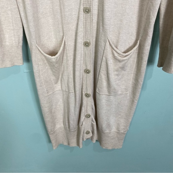 ATM Long Silk‎ Blend Cardigan Beige Sz S - Picture 4 of 9